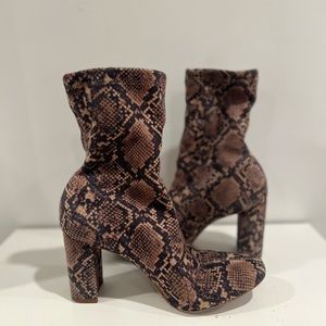 Snakeskin Heeled Sock Boots